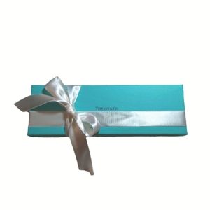 TIFFANY & CO. iconic Blue Paper Gift Box with White Ribbon and Note Card